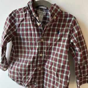 Boys Ralph Lauren Childrenswear Plaid Brushed Cotton Oxford Shirt 18 Months